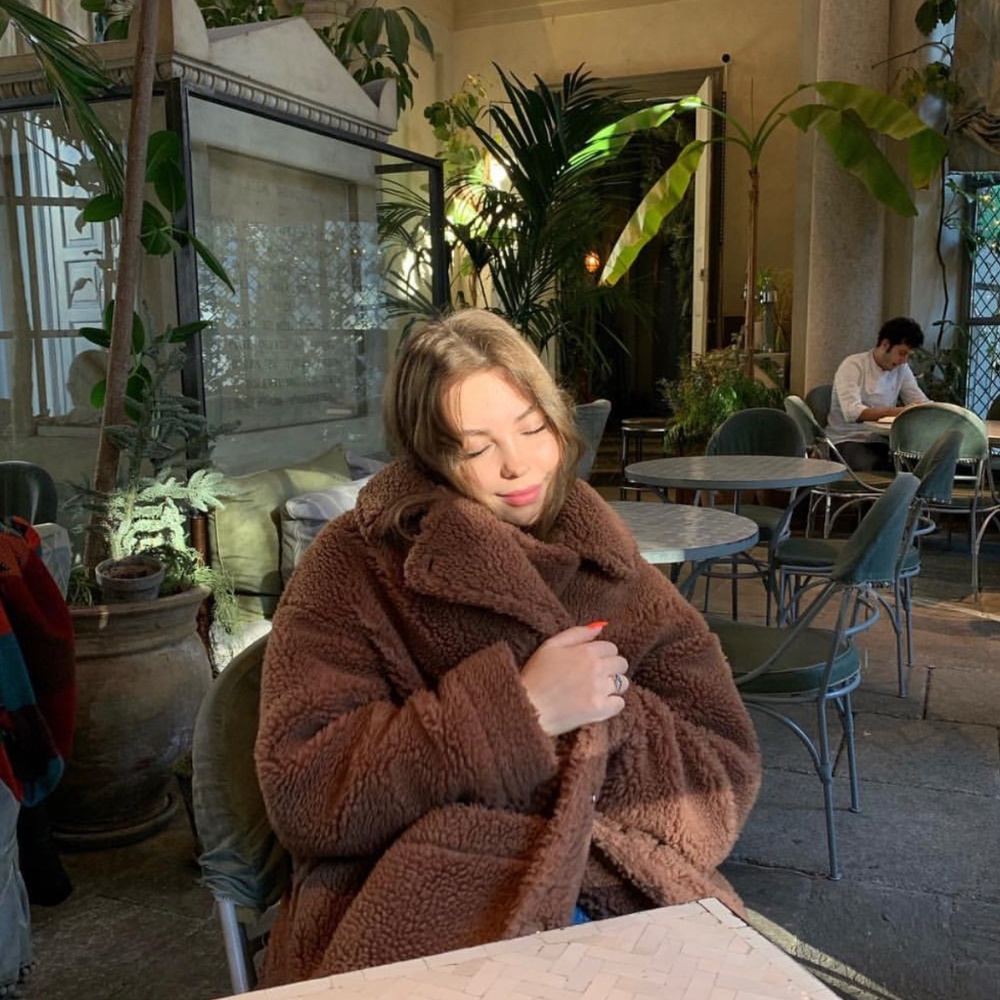 Teddy Coat In Brown faux fur